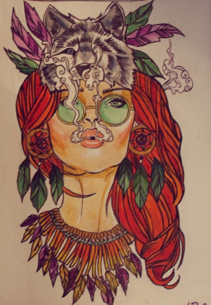 Hippie girl tattoo design by ahsr