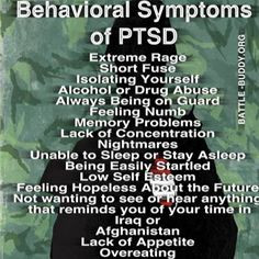 PSTD---Post traumatic stress disorder. Many military vets and domestic ...