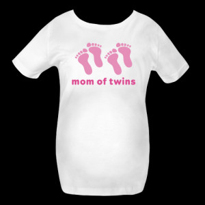 Pink Footprints Mom Of Twins Maternity Tshirt