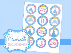 CINDERELLA PARTY - Cupcake Toppers - Girls Birthday - Bridal Shower ...