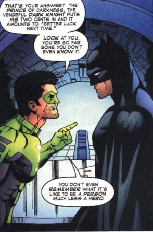 Kyle Rayner Green Lantern yells at Batman