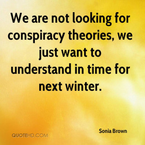 We are not looking for conspiracy theories, we just want to understand ...