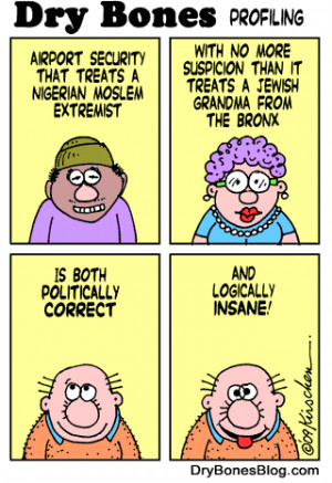 Airport security without profiling is a joke: Dry Bones cartoon.