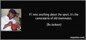 ... about the sport, it's the camaraderie of old teammates. - Bo Jackson