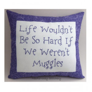 ... Stitch Pillow Quote, Purple Pillow, Muggle Quote, Harry Potter Quote