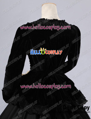 civil war victorian velvet gown formal period theatrical black lolita