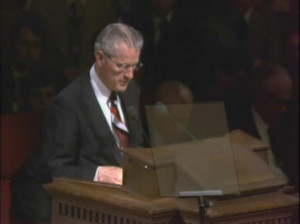 ... Spencer W. Kimball at the beginning of the priesthood session