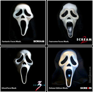 The Ghostface mask of Scream 1-4.