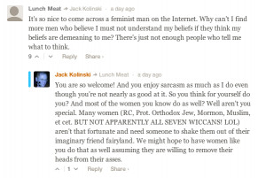 screen cap of two comments: Lunch Meat: It's so nice to come across a ...