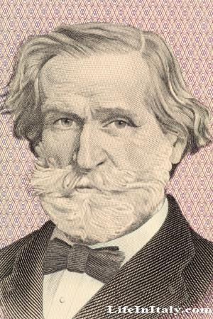 Verdi on 1000 Lire 1977 banknote from Italy. Italian romantic composer ...