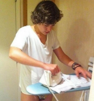 Harry Styles ironing in his underwear
