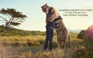 Beautiful Hug Animal Tiger And Men Quotes Images, Pictures, Photos, HD ...
