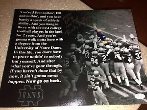 Details about RUDY RUETTIGER NOTRE DAME QUOTE SIGNED 11X14 JSA W/ ND24 ...