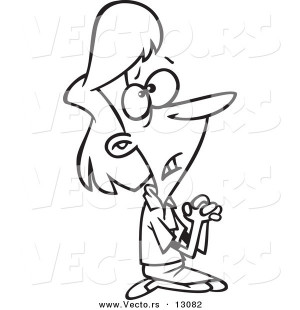 Vector of a Cartoon Businesswoman Pleading on Her Knees - Outlined ...