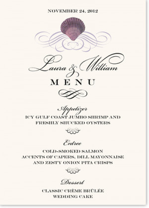 Seashell Scallop Swirl Wedding Menus