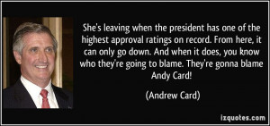 She's leaving when the president has one of the highest approval ...