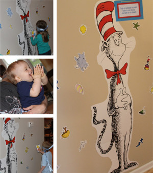 used the same materials to hang Dr. Seuss quotes from the ceiling ...