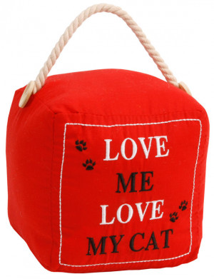 ... Fun Doorstop. Love Me Love My Cat - Animal Fabric Door Stop Gift