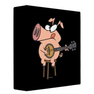 funny pig playing a banjo cartoon character binders