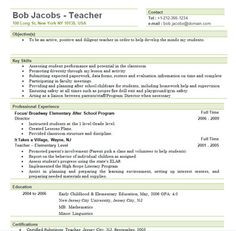 Teaching Resumes for New Teachers | Free Elementary Teacher Resume ...