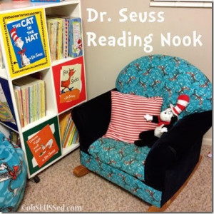 ... down in our Dr. Seuss style reading nook to read a few of his books