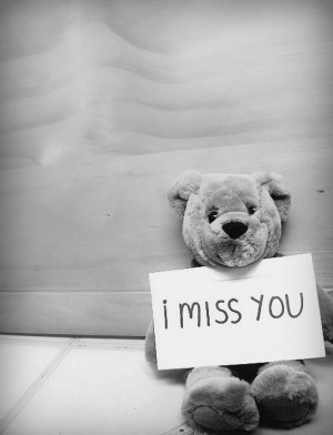 miss You card and Teddy Bears Black and white photo