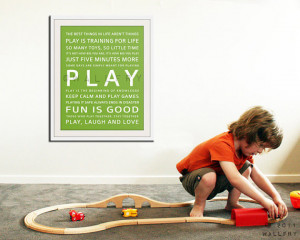 Children art PLAY typography art print for kids. Wall art quotes for ...