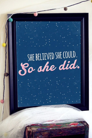 She Believed She Could Wall Art For Teen Girls Inspirational Quotes ...