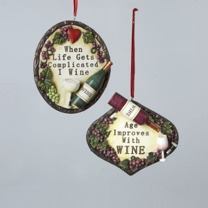 Manual Weavers Pack of 12 Wine Plaque with Sayings Christmas Ornaments ...
