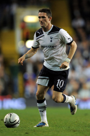 Robbie Keane Robbie Keane of Spurs runs with the ball during the