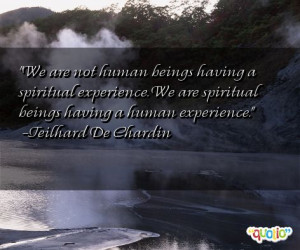 We are not human beings having a spiritual experience We are