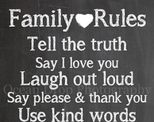, Family Rul es Print, Family Chalkboard Print, Chalkboard Quote ...