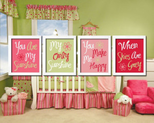 Cute Juicie Fruit Strawberry Pink Green Red You Are My Sunshine Quote ...