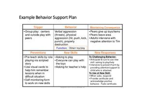 Positive Behavior Support Plan Example