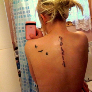 Another view of my new spine tattoo, along with my birds which are a ...