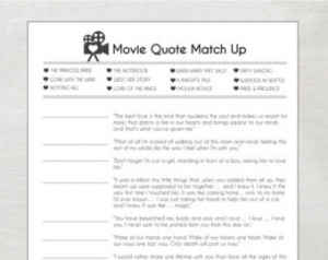 INSTANT Love Quote matchup- Instant Download- Bridal Shower Game-