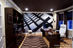 2013现代风格最新经典创意书房艺术背景墙装修效果图