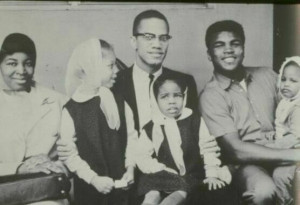 Malcolm (middle) with his children, his wife Betty (left), and ...