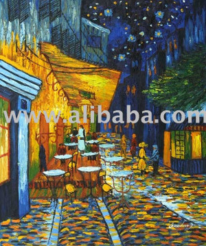 Van Gogh pintura al óleo de Repro ( terraza del café de la noche ...