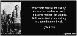 ... visible tracks I am walking. In a sacred manner I walk. - Black Elk