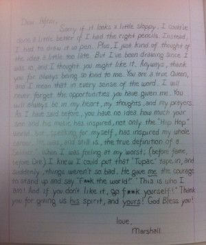 Eminem Writes Afeni Shakur(Tupac's Mom) A Letter