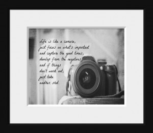 Life is Like a Camera Quote Print Photography Black White Home Decor ...