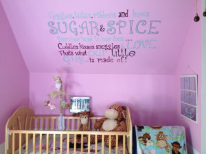 Quote above little girls crib