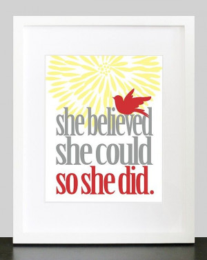 She Believed She Could So She Did Wall Art. Inspirational Wall Print ...