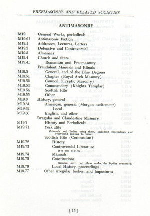 classification of the literature of freemasonry