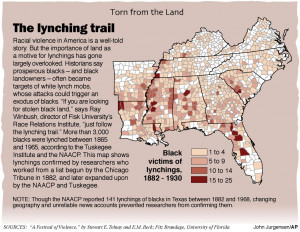 If you are looking for stolen black land, just follow the lynching ...