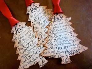Love Sayings Luxury Christmas Tree Ornaments Tags Labels Vintage Style ...