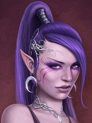 She Elf with Purple Hair: Elf Portraits, Fae, Purple Elf, Deligaris ...
