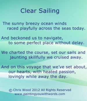 Clear Sailing, www.paintingyouwithwords.com