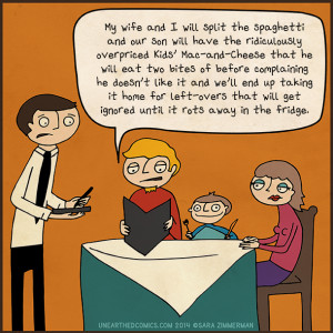 ... internet cartoon about parenting and dining out with kids and
